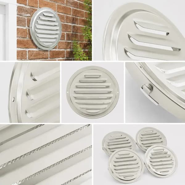Ventilationsgaller, Rostfritt Stål, Insektsnät Ingår,Silver