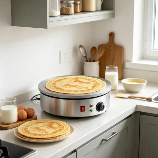 Crepe Maker, 3000W Effekt, Støbejernskonstruktion,SØLV