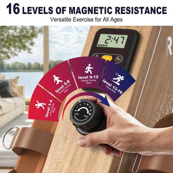 Magnetisk Rower, Maksimal Bruger Vægt 150 kg, 16 Modstandsniveauer, Foldbart Design, LCD Skærm, Bluetooth Forbindelse