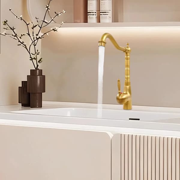Vaskeskuffe, Dækmonteret, Vintage Design,Guld