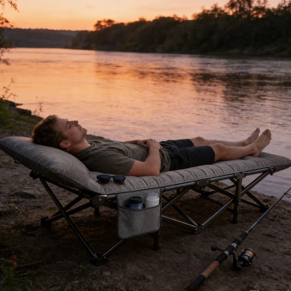 Camping seng, Polstret madras, Bærbar design,MØRKE GRÅ
