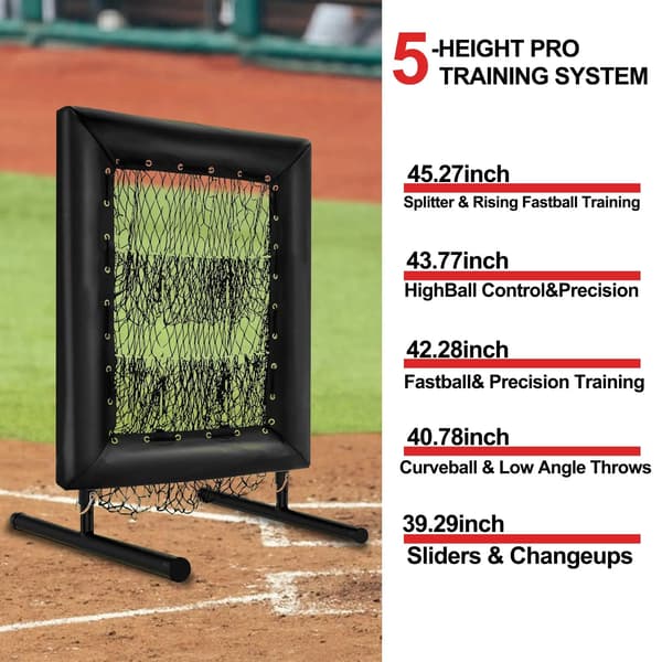 Baseball Pitching Net, 9-Zone Design, Højdejusterbar,sort