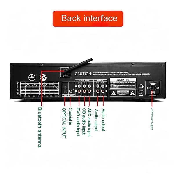 Grafisk Equalizer, Bluetooth-aktiveret, Digital Lyddecoder,grøn, 220 V