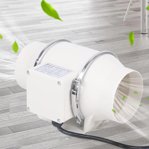 Inline Fläkt, 220 m³/h Luftflöde, Tyst 2600 rpm Motor,VIT