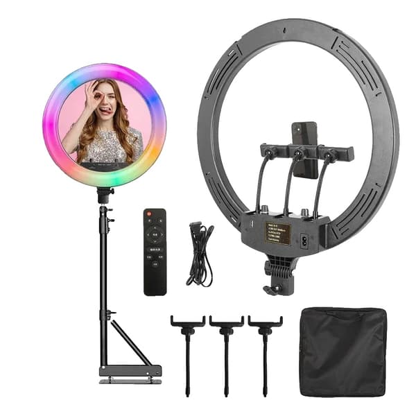 Ring Light, Dæmpbar Lysstyrke, 360° Rotation,170cm Stå