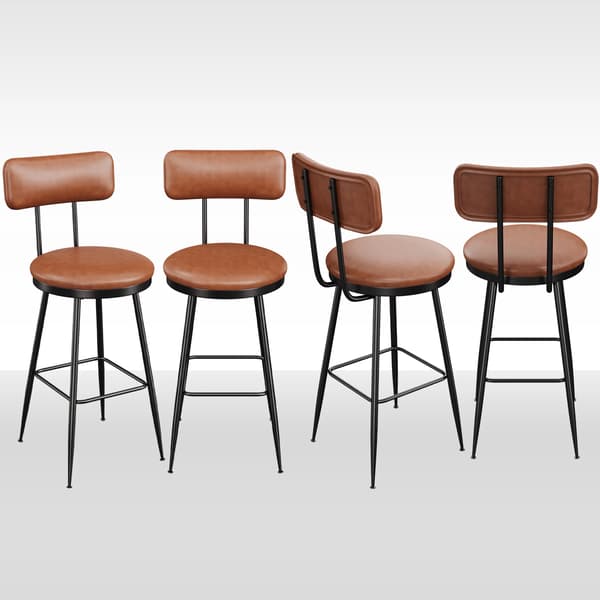 Barstol, PU-læder, Moderne Minimalistisk Design,Brun-4stk