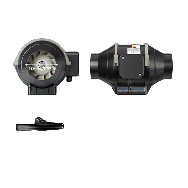 Inline ventilator, variabel hastighedskontrol, stille drift,sort