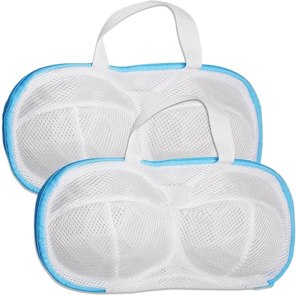 Bra tvättpåsar, 3D skyddsstöd, hållbar polyester,2st Vit blå