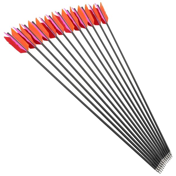 Bueskydning Pil, Carbon Materiale, Stålspids,12stk pink