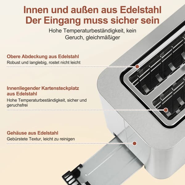 Brödrost, Rostfritt Stål, LCD Touch Display,Silver