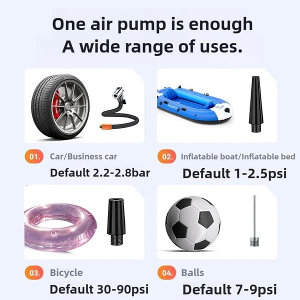 Luftkompressor, Snabb Uppblåsning, Bärbar Design, Batteridriven, Trådlös