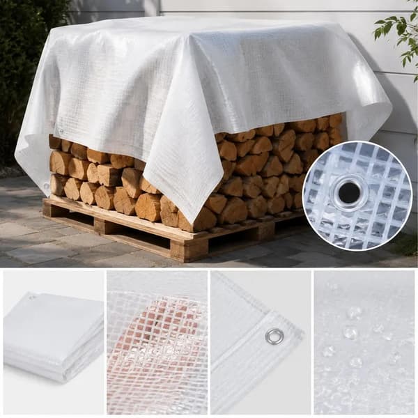 Dække Tarp, Vævet Polyethylen, Multi-Brug,Hvid