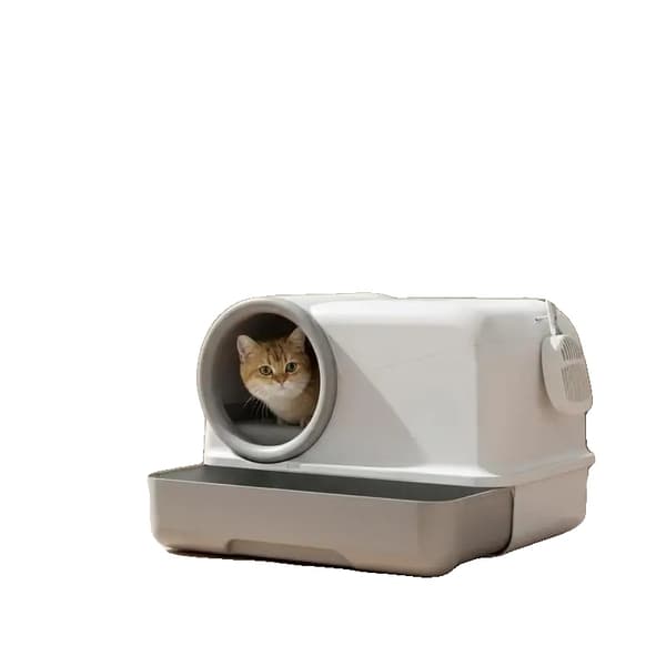 Kattlåda, Inbyggd Design, Inkluderar Bricka och Skopa,armégrön