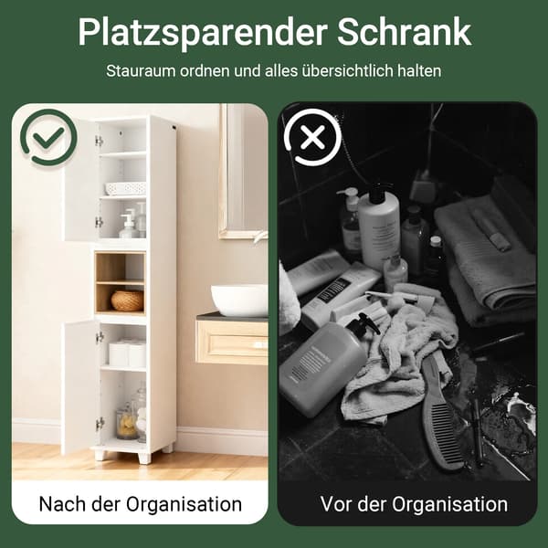 Badeværelsesskab, Pladsbesparende Design, Tilpasselig Opbevaring,HVID