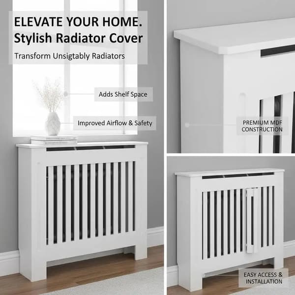 Radiator Dække, Trækonstruktion, Elegant Design,Hvid