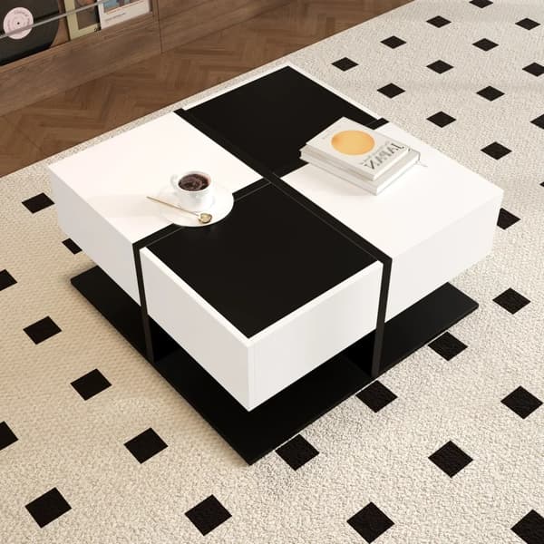 Cafebord, Moderne Design, Opbevaringsfunktioner,hvid+sorte