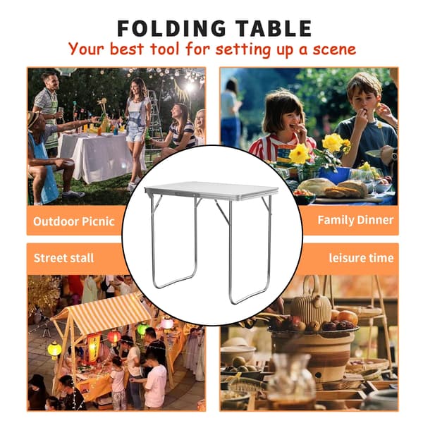 Fällbart Campingbord, Vattentålig Design, Kompakt Förvaring,VIT