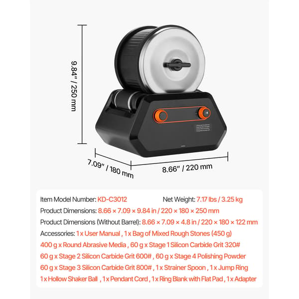Stenpoleringssæt, direkte drev motor, justerbar timer,3 lbs