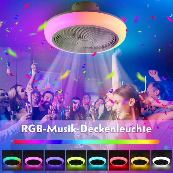 Loftventilator, Bluetooth-forbindelse, Dæmpbar LED-belysning,50W, 110-240V