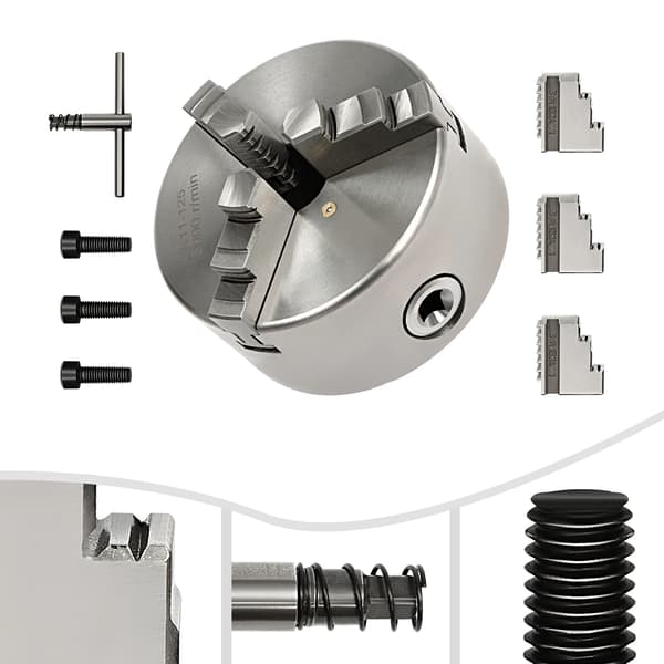 Svarvchuck, 3-käftad design, hög hållbarhet,Silver