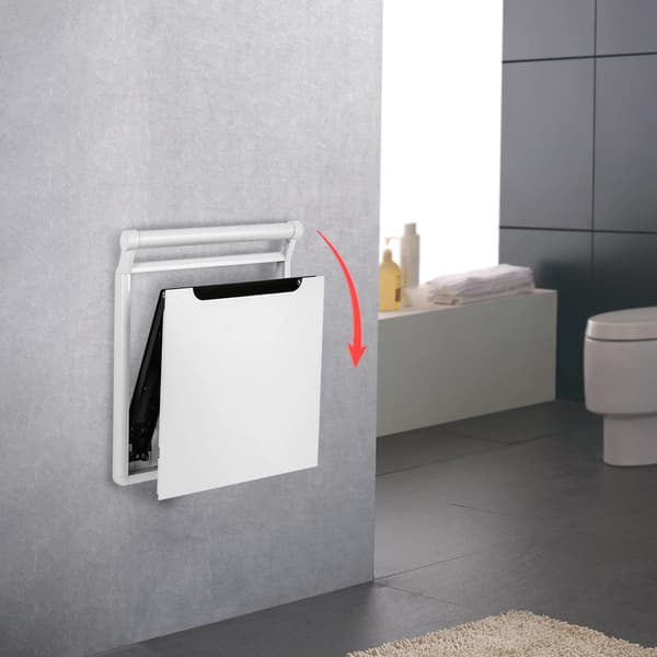 Duschstol, Fällbar Design, Bekväm Dämpad Sittplats,Vit