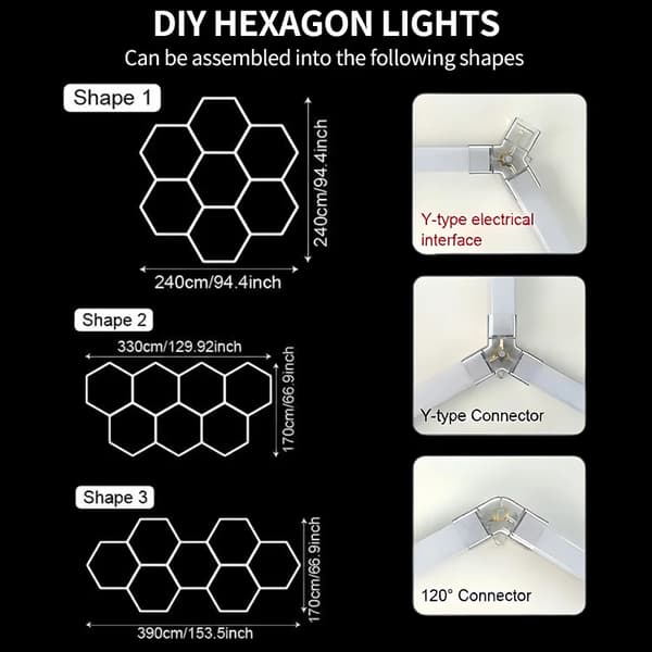 Hexagonal LED-belysning, Nem installation, Forbedret lysstyrke,H440X6632F