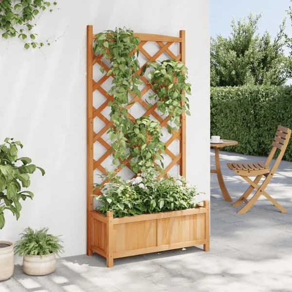 Planter, Solid Trækonstruktion, Spalier Støtte,Brun