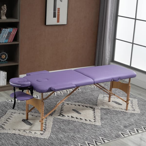 Massagebord, Justerbar Højde, Bærbart Design,Lilla