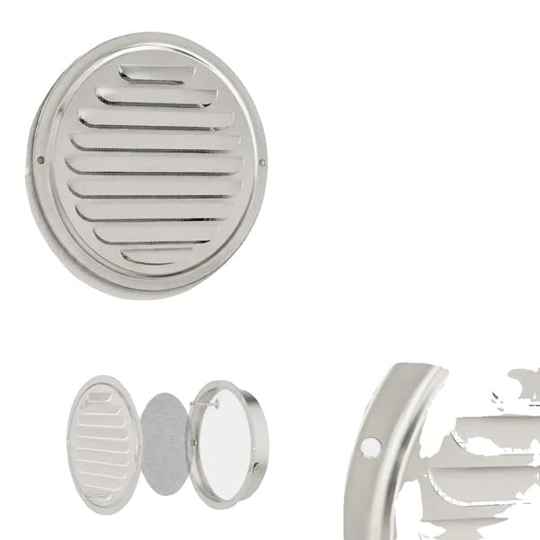 Ventilationsgaller, Rostfritt Stål, Insektsnät Ingår,Silver