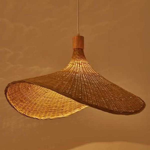 Kronleuchter, Håndlavet Bambus, Semi-flush Mount Design,50CM, INGEN PÆRE
