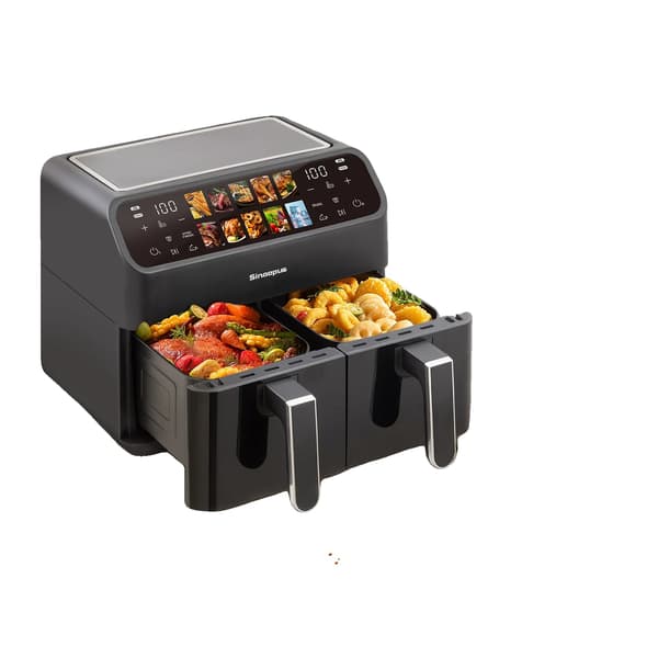 Luftfritös, 9L kapacitet, 2000W effekt, temperaturintervall 80-200°C, LED-touchpanel, 10 matlagningsprogram