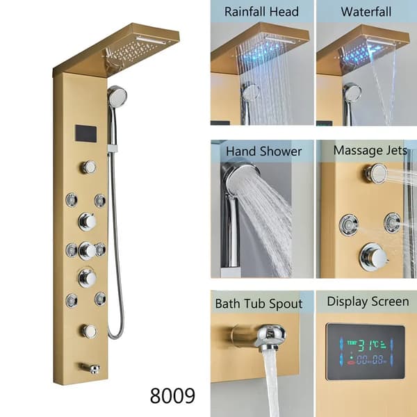 Bruserpanel, Digital Skærm, Kropsmassage Jetstråler,Gylden 8009