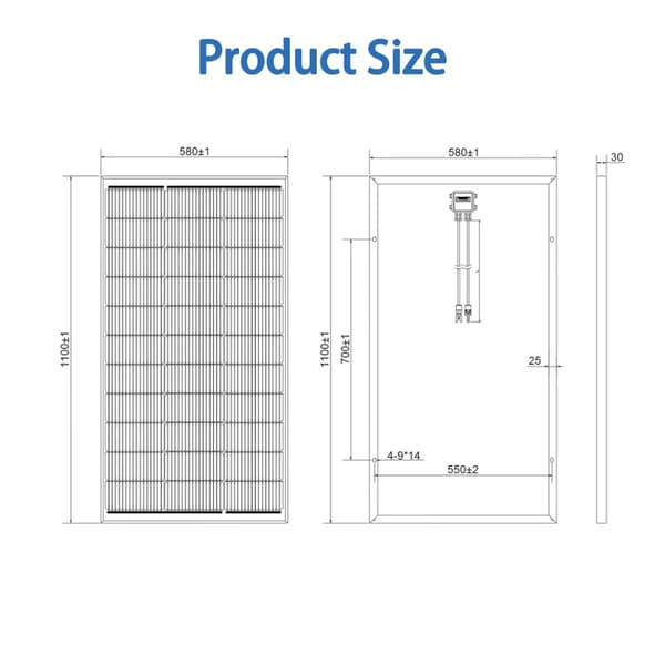 Solpanel, Monokristallin, Vattentät Design,