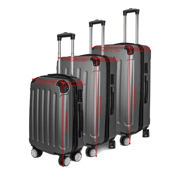 Bagagesæt, 4 Spinner Hjul, Integrerede TSA Låse,Mørk Grå