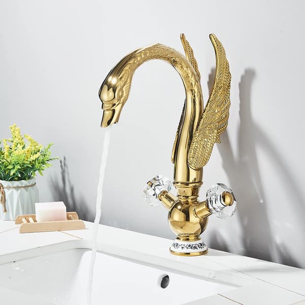 Badeværelsesarmatur, Dobbelt Håndtag, Moderne Design,Guld