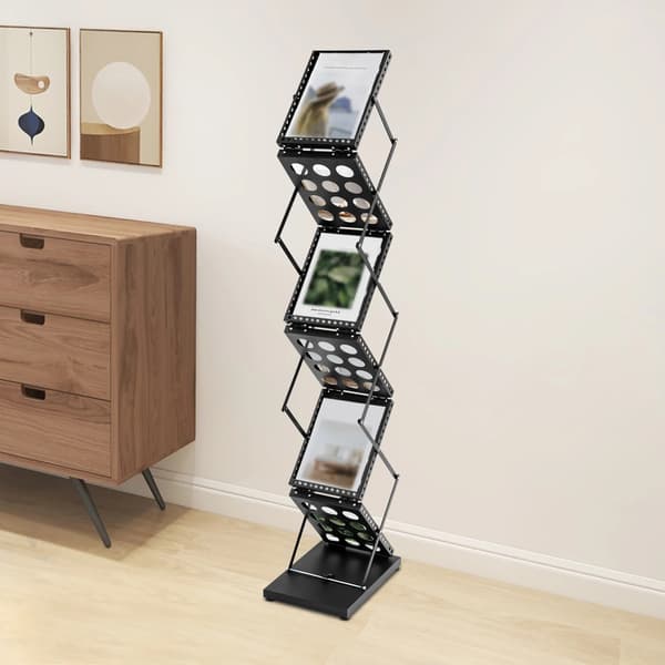 Brochure Stander, Jernmateriale, 6 Rum, Foldbart Design, A4 Magasin Størrelse, Pladsbesparende Dimensioner