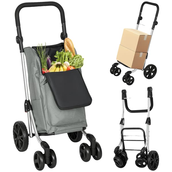 Shoppingvagn, Fällbar Design, Justerbart Handtag,armégrön