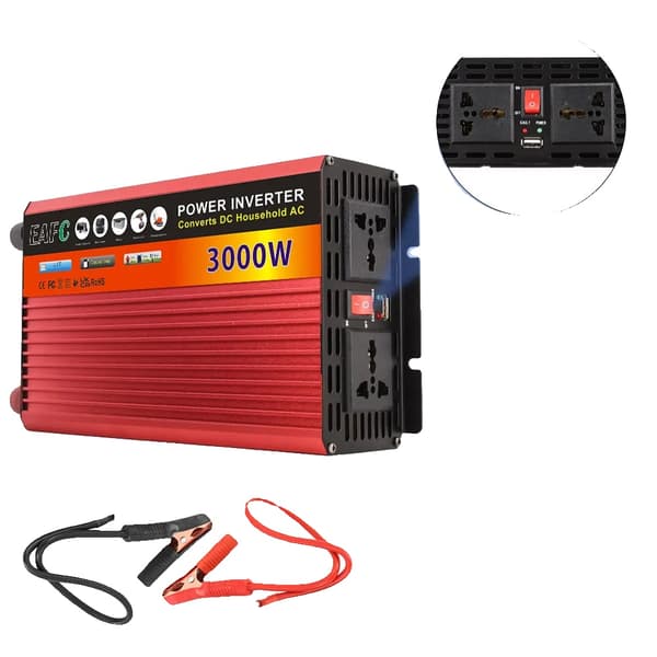Bil Inverter, 3000W Spids Effekt, Flere Udgange,Rød