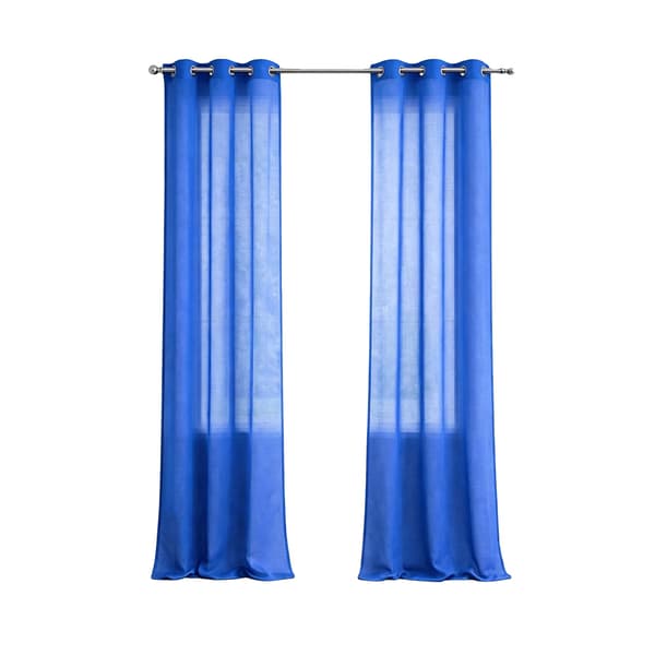 Genomskinliga Polyester Gardiner, Minimalistisk Design, Rostfria Öglor,DJUP BLÅ
