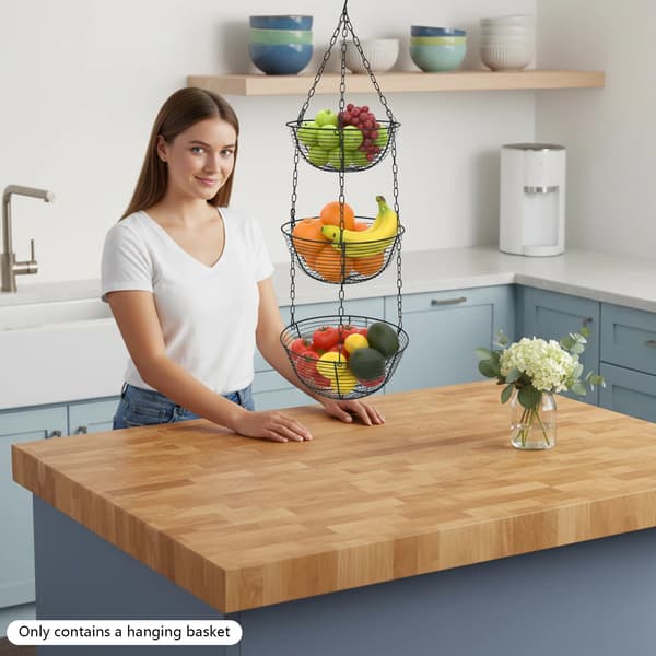 Frugtkurv, 3-lags design, pladsbesparende opbevaring,sort