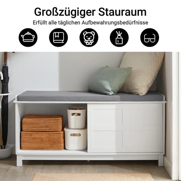 Sko Bænk, Skydedørsdesign, Moderne Minimalistisk Stil,HVID