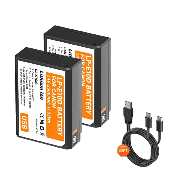 Kamerabatteri, USB-C opladning, 2300mAh kapacitet,2PCS Batteri