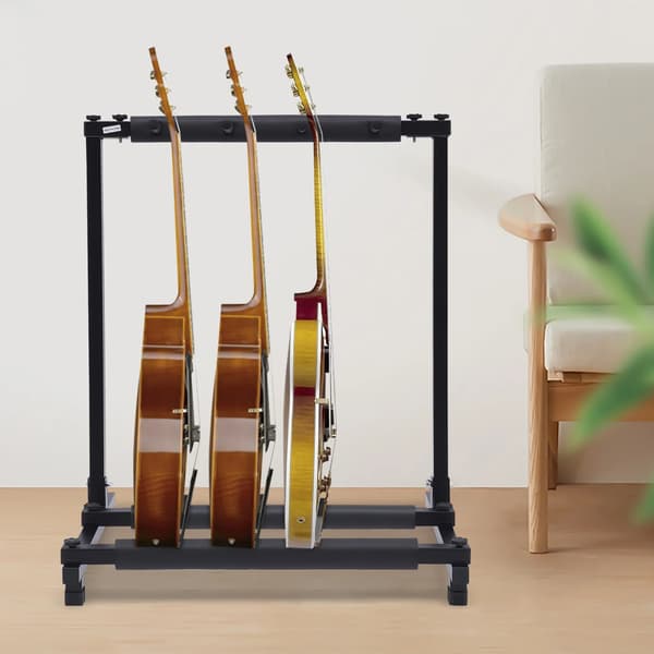 Guitar Stativ, Sammenklappeligt Design, Multi-Guitar Kapacitet,sort