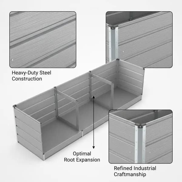 Planter, Hållbart Stål, Industriell Design,Ljusgrå
