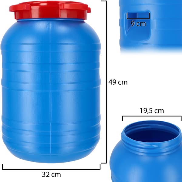 Plastfat, 30 Liters Kapacitet, Ergonomisk Design,Blå