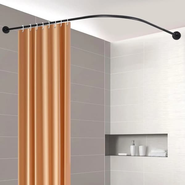 Duschdraperi Stång, L-formad Design, Enkel Installation,svart
