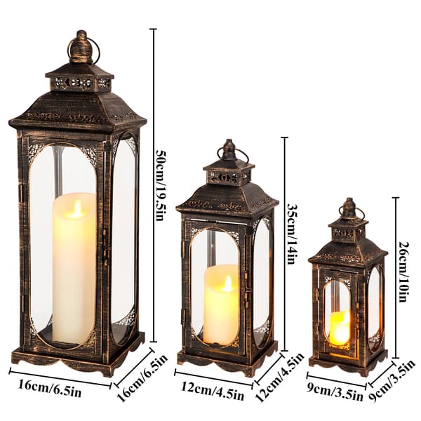 Lantern, Metal Konstruktion, Klassisk Stil,Sort med guld brus