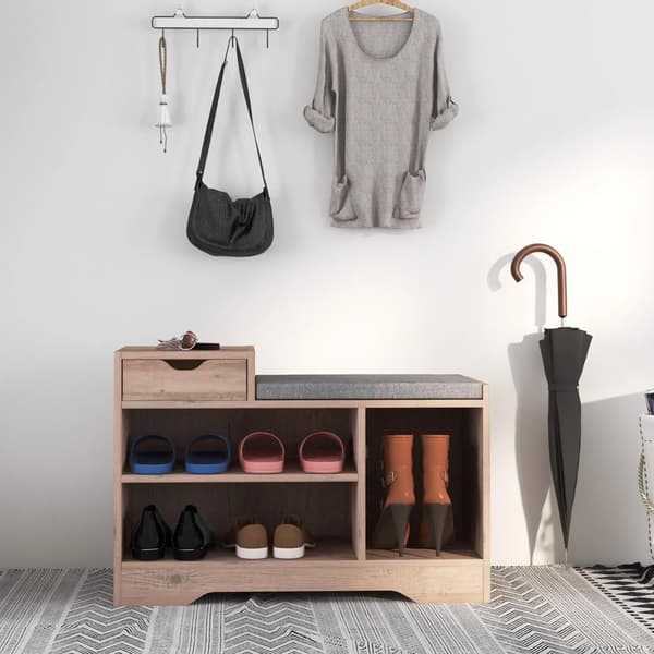Sko bänk, Justerbar Höjd, Modern Design,MÖRKT GRÅ