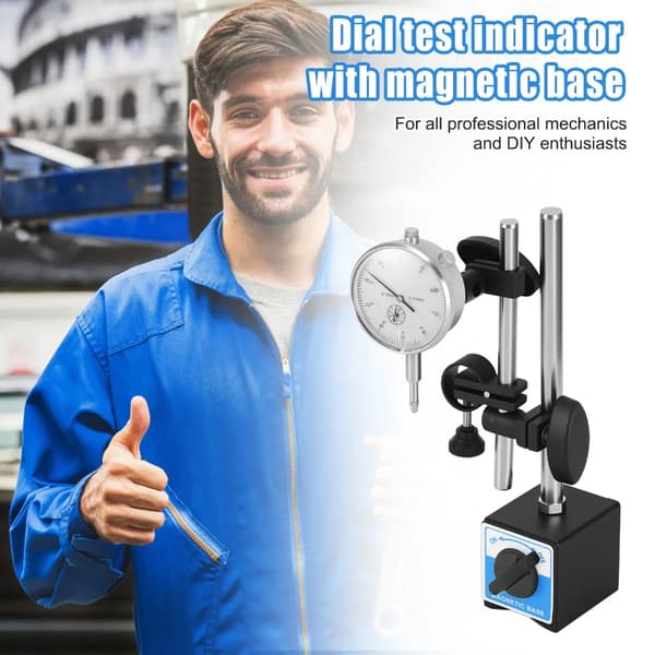 Mätindikator, Mätområde 0-10mm, Noggrannhet 0.01mm, Analog Displaytyp, Magnetisk Stativhållare, Vertikal Typ