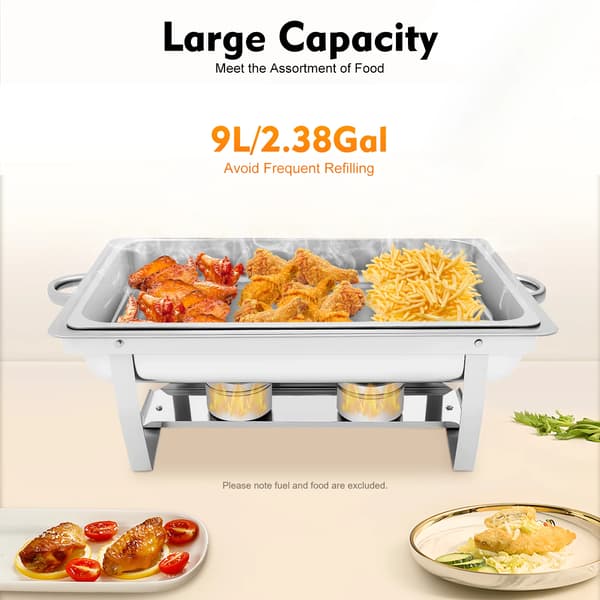 Chafing Dish Bufféset, Rostfritt Stål, 9L Kapacitet,Silver